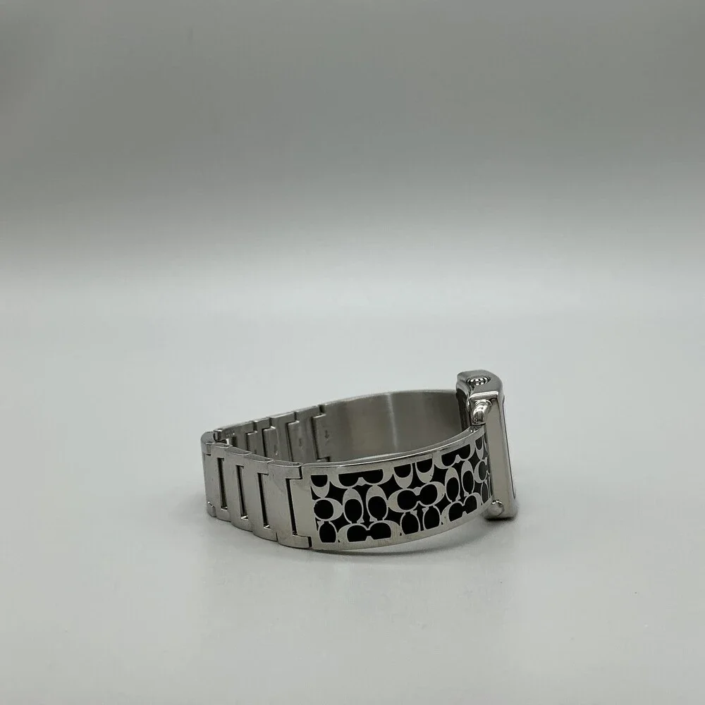 Coach Legacy Womens Watch 27mm Silver Dial Signature Bangle New Battery 7.25